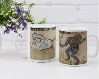 Mug "Butt Trumpet"  Illustrated Manuscript Rude Medieval Marginalia