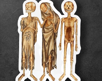 Medieval Grinning Skeletons Sticker