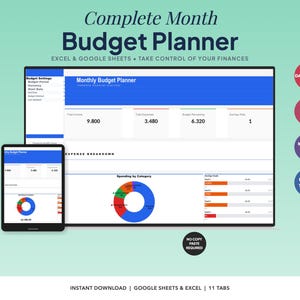 Månadsbudgetplanerare – Excel Google Sheets-mall Familj Personlig ekonomi