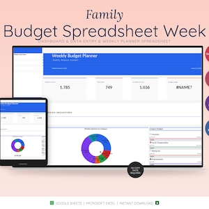 Veckovis budgetark Familjeekonomisk planerare Excel Google Sheets-mall