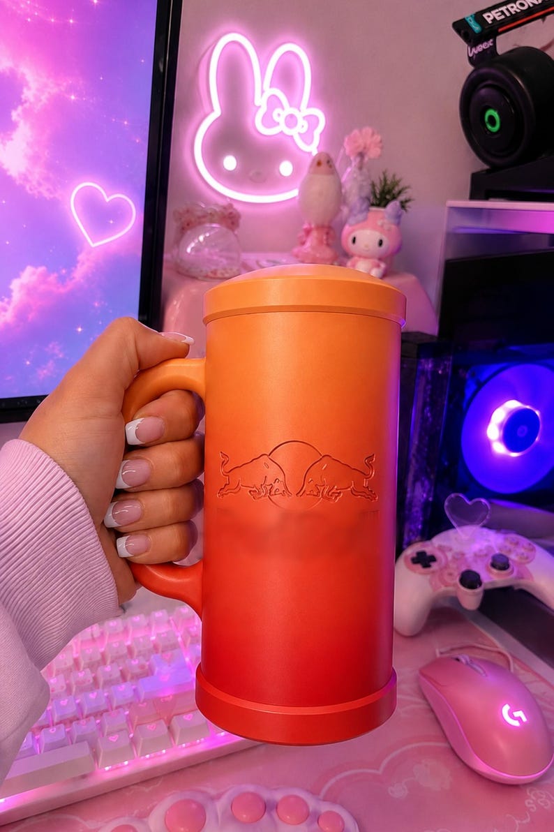Energy Drink Cup Holder Fully Engraved Both Sides Can Holder| Matching Can Opener & Can Lid| Customizable 52 Color Options image 4