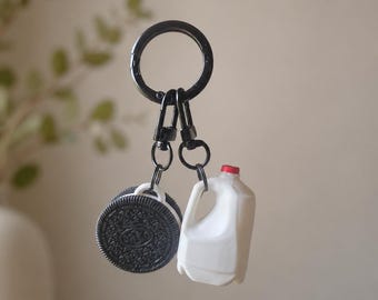 Oreo Cookie and Milk Jug Keychain | Realistic Snack Bag Charm