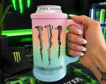 Energy Drink M Cup Can Holder| Engraved Logo Matching Can Opener & Can Lid| Customizable 45 Color Options