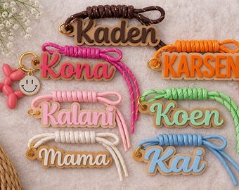 Personalized Name Tag Keychain | Backpack, Diaper Bag, Lunch Box Charm Accessory (19 Fonts) 40 Color Options