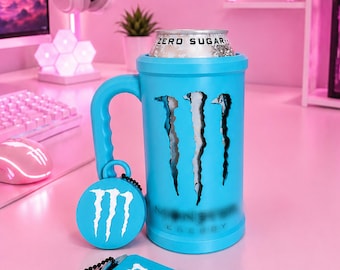 Energy Drink M Cup Can Holder| Fully Engraved Matching Can Opener & Can Lid| Customizable 45 Color Options