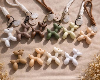 Custom Balloon Dog Keychain | Neutral Exotic Colors, Bag Charm, Initial Tag
