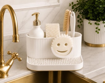 Scrub Mommy Holder | Modern Minimalist Kitchen Sink Caddy Organizer