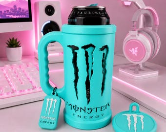 Energy Drink M Cup Can Holder| Matching Can Opener & Can Lid| Customizable 40 Color Options