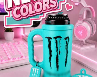 Energy Drink M Cup Can Holder| Matching Can Opener & Can Lid| Customizable 40 Color Options