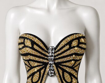 Monarch Eclipse Rhinestone Butterfly Rave Top