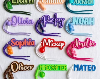 Personalized Name Tag Keychain | Backpack Bag Charm, 12 Fonts FREE ROPE & CHARM
