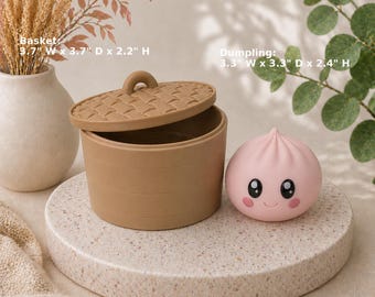 Kawaii Dumpling Container Set | Steamer Basket, Mini Dumpling Decor, Desk Accent | 3D Printed