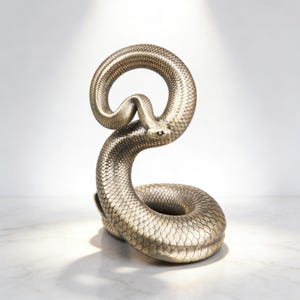 Estatua de serpiente pitón, figura de serpiente de latón, escultura de serpiente enroscada, decoración de animales en miniatura, adorno de escritorio vintage, regalo de tótem de bolsillo, símbolo de Feng Shui