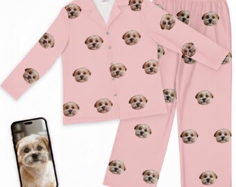 Pijamas de mujer con estampado personalizado de cara de mascota