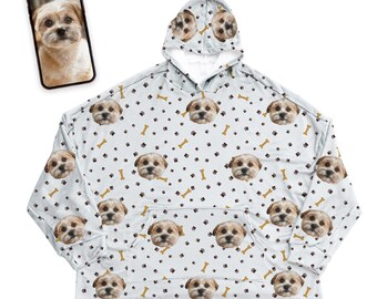 Sudadera con capucha de forro polar personalizada con la cara de tu mascota