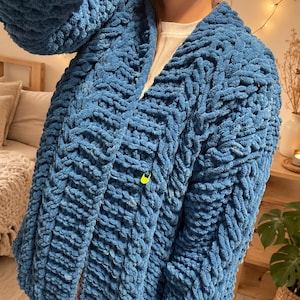 Handmade Oversized Knit Cardigan | Chunky Chenille Open Front Cardigan Women | Cozy Winter Sweater