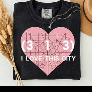 313 Ich liebe diese Stadt Detroit Heart Map T-Shirt | Postleitzahl Detroit Shirt