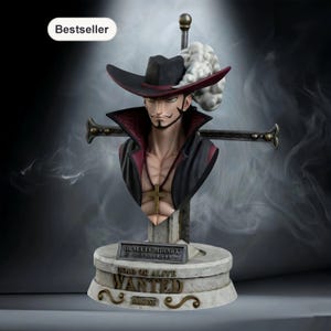 Mihawk Fury STL File – Anime Duelist Bust – Instant Download