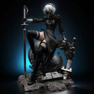 NieR:Automata – 2B | Execution Eclipse STL Statue | 3D Print Model | Digital STL File