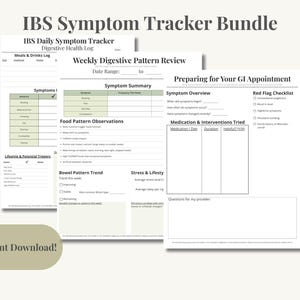 IBS Symptom Log | GI Nurse Curated Tracker | Daily Symptom Tracker | Digestive Weekly Pattern Log | GI Appointment Worksheet