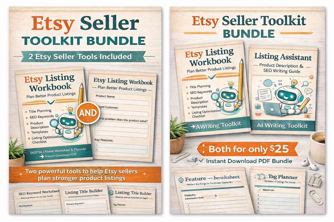 Etsy Seller Toolkit Bundle | Listing Workbook, SEO Planner (digital ...