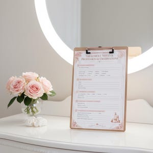 Esthetician Facial Treatment Log, Salon Client Records, Spa Templates (Digital Download)
