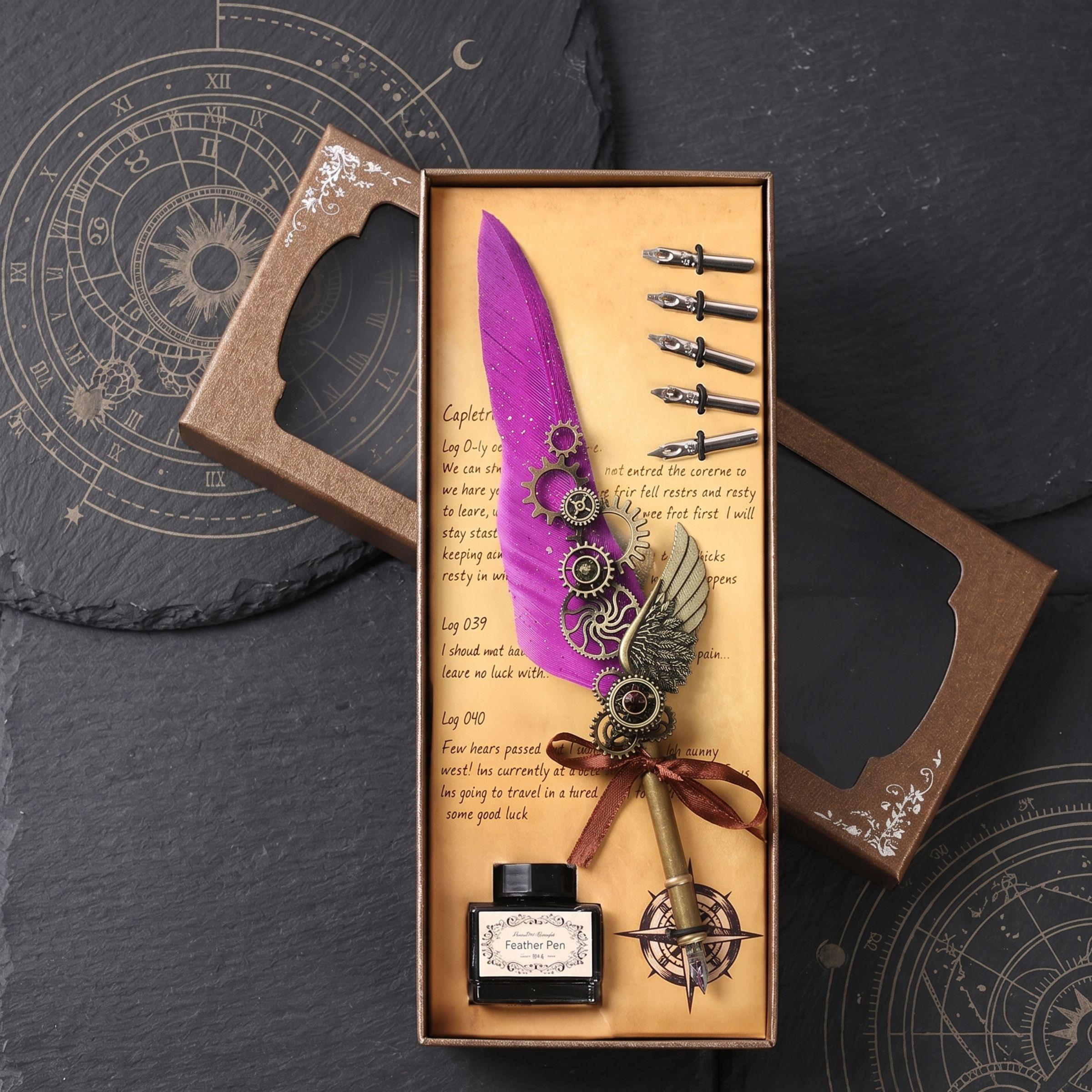 Feather Dip Pen Set, Luxury Calligraphy Kit, Vintage Quill Writing Tool ...