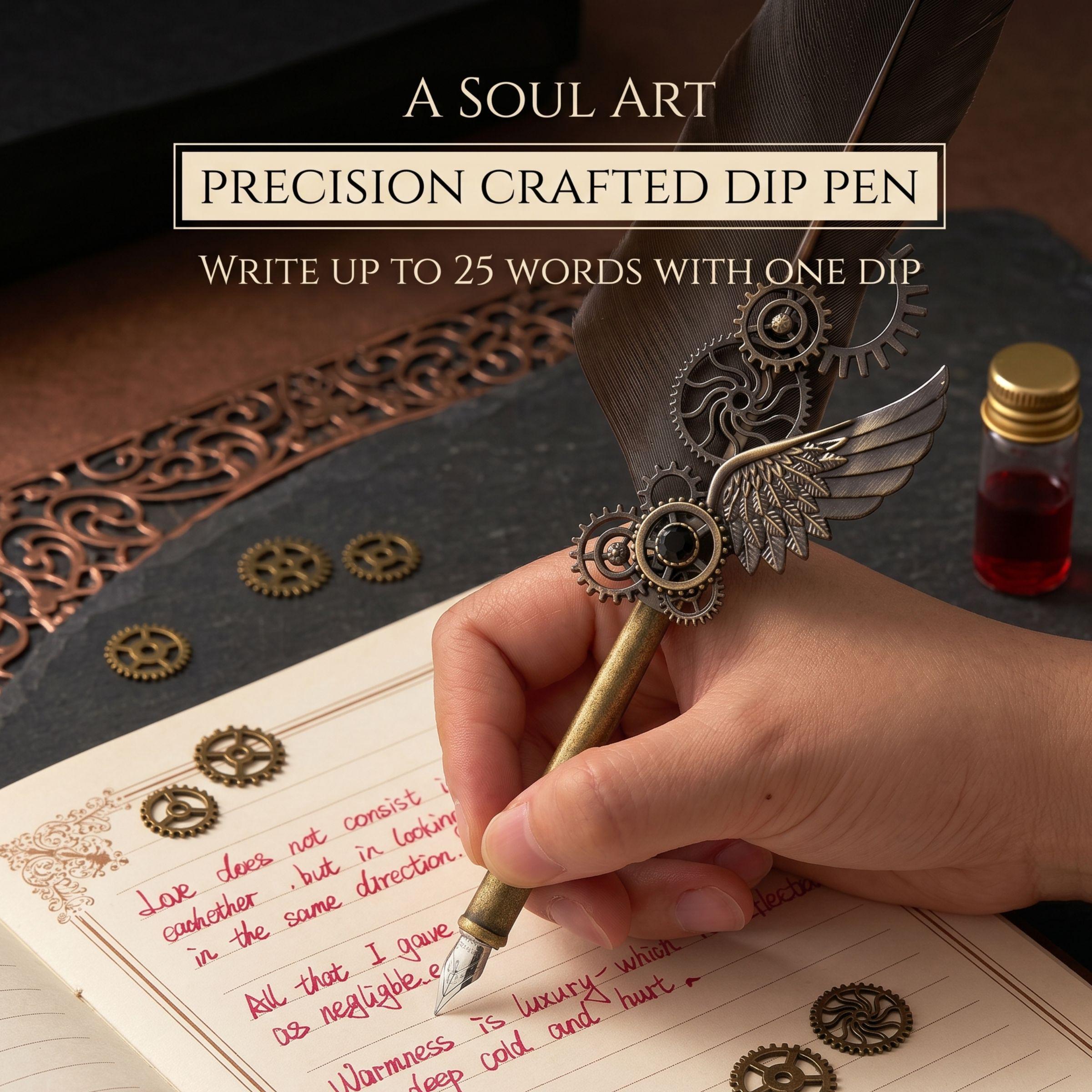 Feather Dip Pen Set, Luxury Calligraphy Kit, Vintage Quill Writing Tool ...