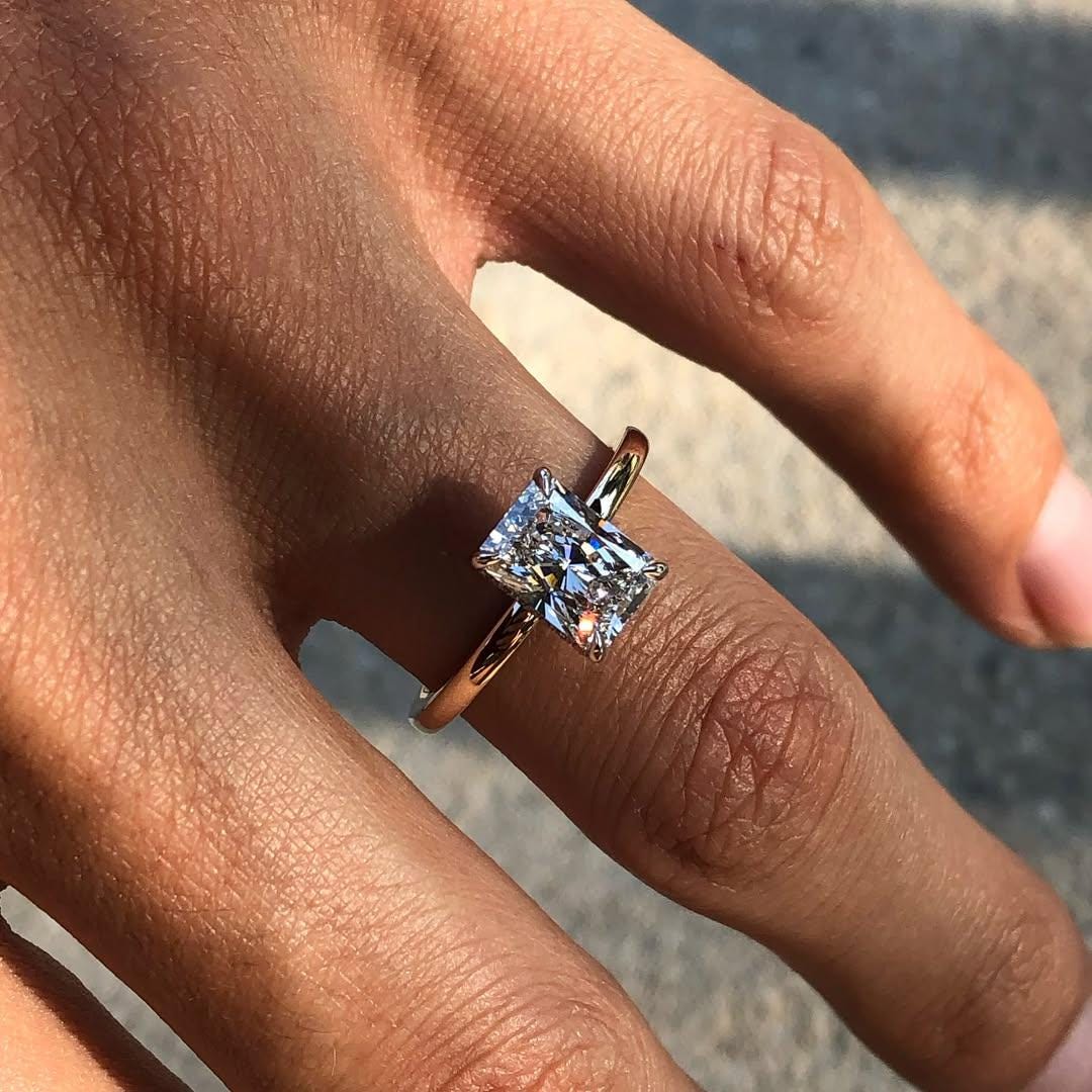 Radiant Cut Lab Grown Diamond Solitaire Ring, 14K Gold Proposal Ring - Etsy