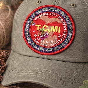 TC MI Traverse City Michigan Patch – Embroidered Iron-On Patch – Michigan Artist Patch – Great Lakes Collectible