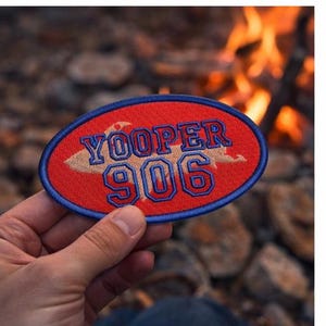 Yooper 906 Michigan Upper Peninsula Patch – Embroidered Iron-On Patch – Michigan Artist Collectible