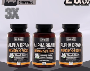 3X Alpha Brain Nootropic Supplement Memory Focus & Clarity 90 Caps Each