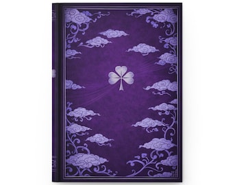 Cuaderno/Diario de tapa dura Purple Clover Cloud con acabado mate y diseño floral celta.
