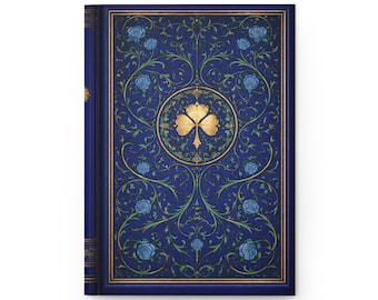 Cuaderno de tapa dura Charlotte Grimoire / Cuaderno floral celta con trébol azul y dorado