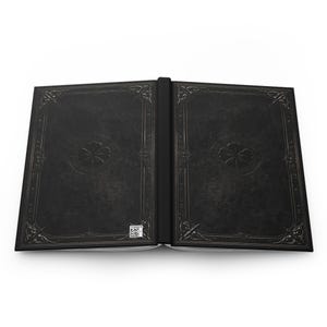 Cuaderno con relieve del grimorio del trébol negro: Cuaderno de tapa dura de estilo vintage imagen 3