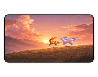 Alfombrilla de escritorio Fiery Horses Rapiddash / Alfombrilla de ratón con paisaje fantástico