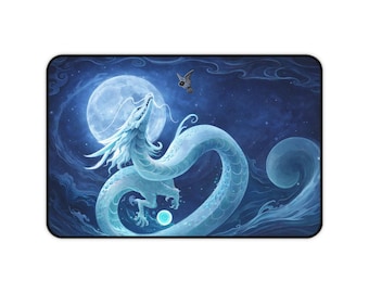 Alfombrilla de escritorio Dragón de Agua Lunar / Alfombrilla de ratón Fantasía Luna Azul