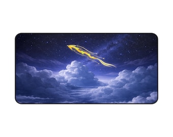 Alfombrilla de escritorio Rayquaza Dragón sobre Paisaje Nuboso / Pez Celestial, Noche Estrellada
