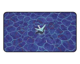 Alfombrilla de escritorio con estampado de agua azul / Alfombrilla de ratón con diseño de ondas de piscina