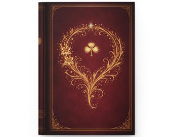Cuaderno de tapa dura Vanessa Grimoire Golden Clover Flourish / Cuaderno vintage ornamentado