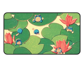 Alfombrilla de escritorio con estampado de nenúfares Poliwag/whirl / Alfombrilla de ratón con bonito estampado floral.