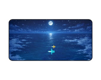 Alfombrilla de ratón Pokémon con escena de océano a la luz de la luna / Cielo nocturno, reflejo y estrellas