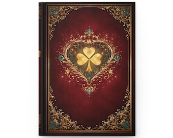 Cuaderno/Diario Grimoire Corazón de Trébol Dorado / Cuaderno de tapa dura mate, diseño celta de San Patricio