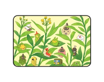 Alfombrilla de escritorio con diseño de criaturas del bosque / Alfombrilla de ratón con lindos insectos y plantas