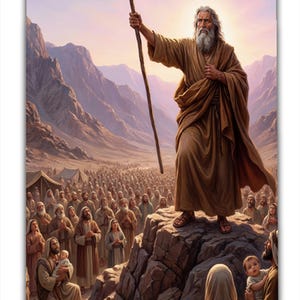 Moses führt sein Volk Poster – Christliche Wandkunst – Bibel Szene Druck – Religiöse Deko für Wohnzimmer – Geschenk für Christen