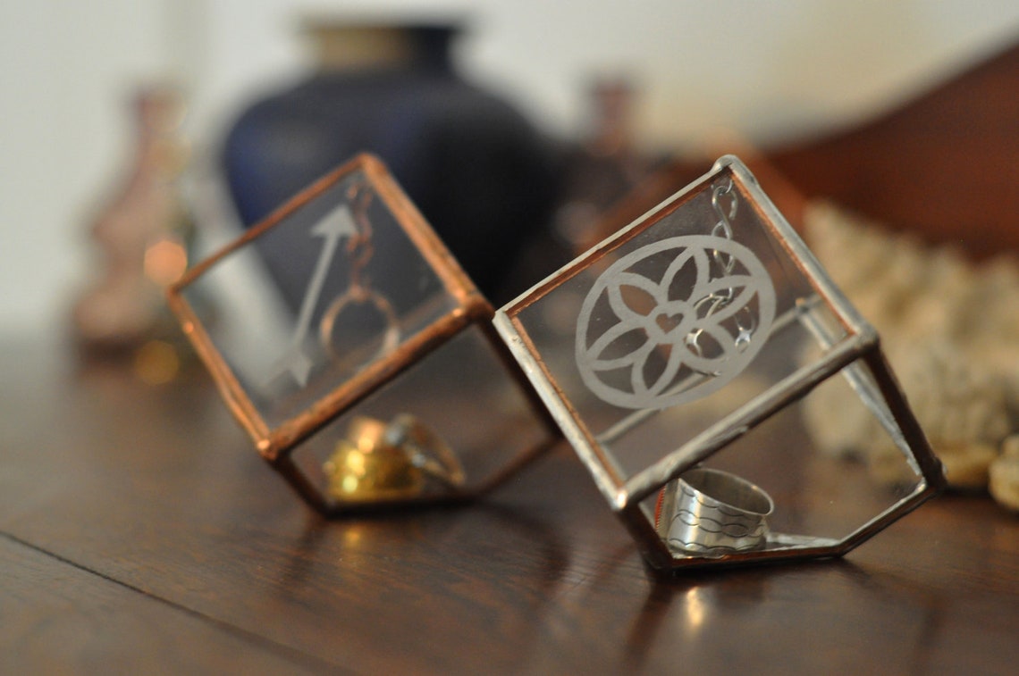 Stained Glass Ring Holder Glass Display Box Silver or Etsy Canada