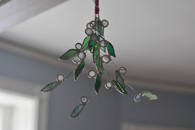 Mistletoe Bunch  holiday ornament  stained glass ornament  image 3