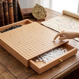 Wooden Go Board Game with Drawers Portable 11.8" Weiqi Strategy Set