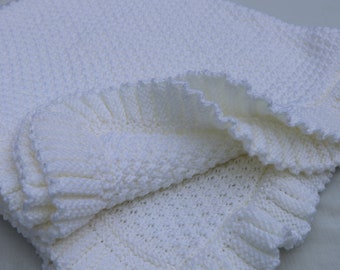 Baby Blanket Knitting Pattern: Heirloom Ruffle Edge, Textured Stitch (PDF Pattern)