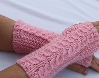 Alpaca  Arm  Warmers. Knit  Fingerless  Gloves Mittens.Sale. Women's  Long Cable Arm Warmers/Wrist Warmers.Gift.